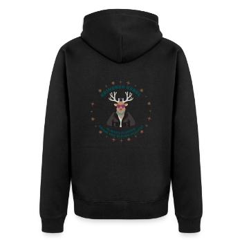 Reindeer Rebell - Unisex Premium Bio Zip Hoodie - Schwarz - Hinten - Nico (187cm)