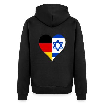 Deutschland und Israel - Unisex Premium Bio Zip Hoodie - Schwarz - Hinten - Nico (187cm)