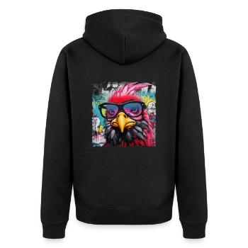 Hahn & Henne Bauern & Landwirt Design - Unisex Premium Bio Zip Hoodie - Schwarz - Hinten - Nico (187cm)