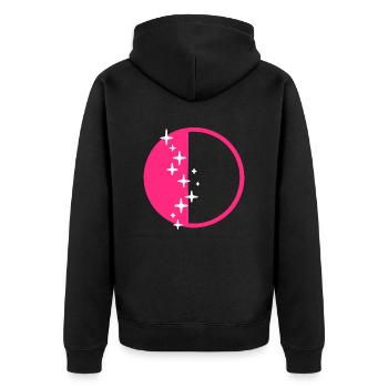 Buchstabe O Glitzer - Unisex Premium Bio Zip Hoodie - Schwarz - Hinten - Nico (187cm)
