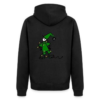 ELF Weihnachtsbeleuchtung - Unisex Premium Bio Zip Hoodie - Schwarz - Hinten - Nico (187cm)
