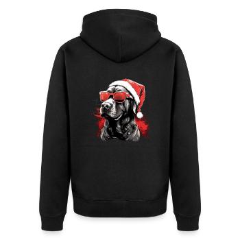 Chien de Noël Labrador magique dans la neige - Veste à capuche bio Premium Unisexe - noir - Dos - Nico (187cm)