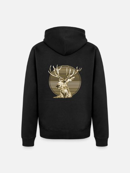 Hirsch - Unisex Premium Bio Zip Hoodie - Schwarz