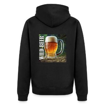 Wildes Bier - Unisex Premium Bio Zip Hoodie - Schwarz - Hinten - Nico (187cm)