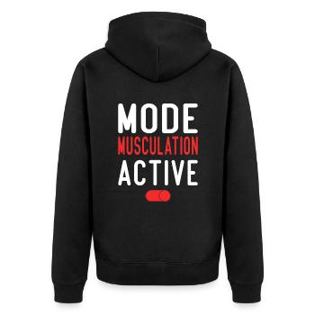 Mode Musculation Activé | Idée Cadeau - Veste à capuche bio Premium Unisexe - noir - Dos - Nico (187cm)
