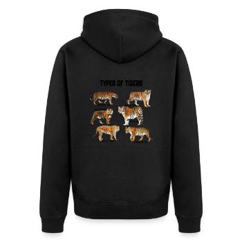 Arten von Tigern - Tiger Familienrassen - Unisex Premium Bio Zip Hoodie - Schwarz - Hinten - Nico (187cm)