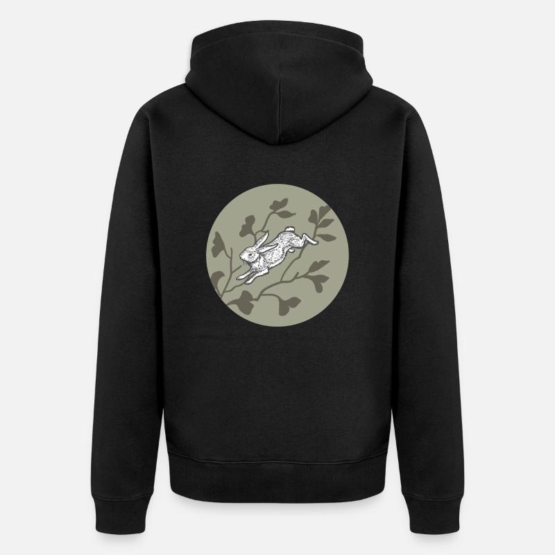 Lapin sur la lune - Veste à capuche bio Premium Unisexe - noir