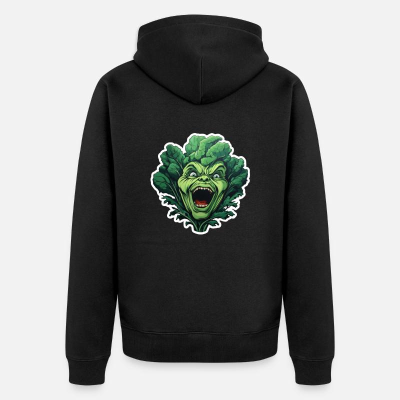 Spinat Monster - Unisex Premium Bio Zip Hoodie - Schwarz