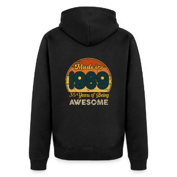 Jahrgang 1989 - Jahrgang 1989 Retro Geburtstag - Unisex Premium Bio Zip Hoodie - Schwarz - Hinten - Nico (187cm)
