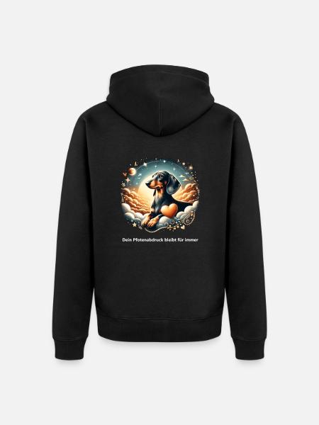 Dachshund Grief Management Rainbow Bridge - Unisex Premium Organic Zip Hoodie - black