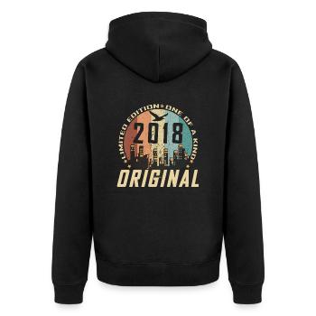 Vintage Décembre 2018 Cadeau d Anniversaire 6 ans - Veste à capuche bio Premium Unisexe - noir - Dos - Nico (187cm)