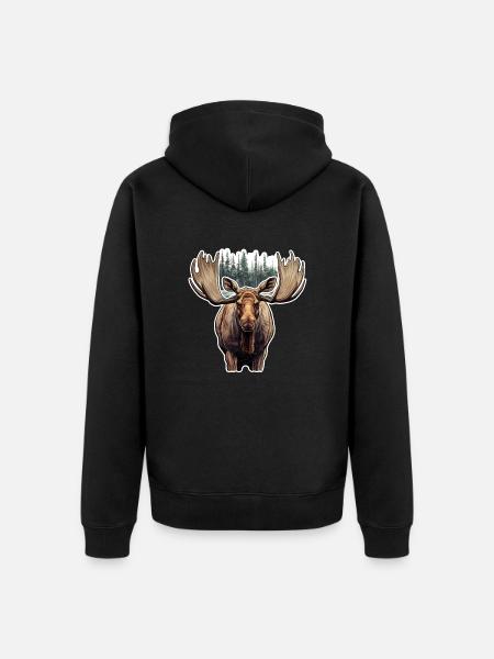 Elk - Unisex Premium Organic Zip Hoodie - black