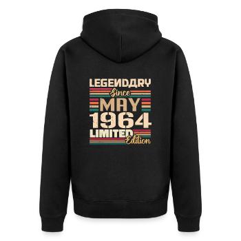 Mai 1964 Mai - Jubilé Mai 1964 - Veste à capuche bio Premium Unisexe - noir - Dos - Nico (187cm)