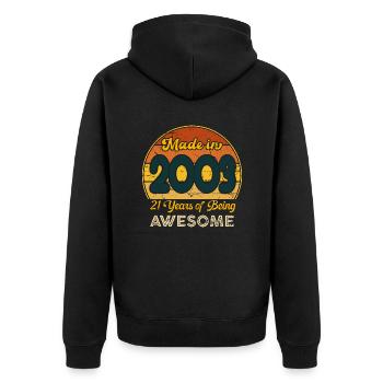 Jahrgang 2003 - Jahrgang 2003 Retro Geburtstag - Unisex Premium Bio Zip Hoodie - Schwarz - Hinten - Nico (187cm)