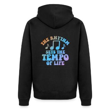 The Rhythm Sets The Tempo Of Life - Unisex Premium Bio Zip Hoodie - Schwarz - Hinten - Nico (187cm)