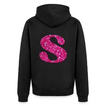 Glitter pink letter - Unisex Premium Organic Zip Hoodie - black - Back - Nico (187cm)