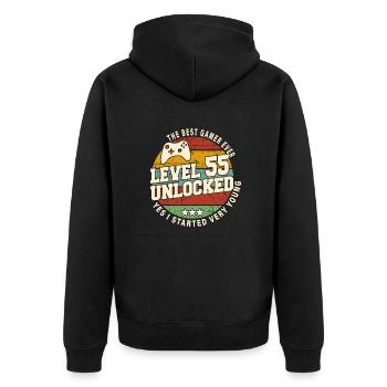 Original 1969 55th Anniversary Retro Gift - Unisex Premium Organic Zip Hoodie - black - Back - Nico (187cm)