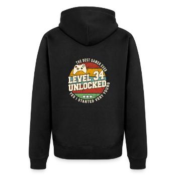 Original 1990 34th Anniversary Retro Gift - Unisex Premium Organic Zip Hoodie - black - Back - Nico (187cm)