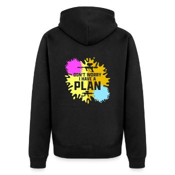 Don't Worry I Have A Plan Tactical Player Paintbal - Unisex Premium Bio Zip Hoodie - Schwarz - Hinten - Nico (187cm)