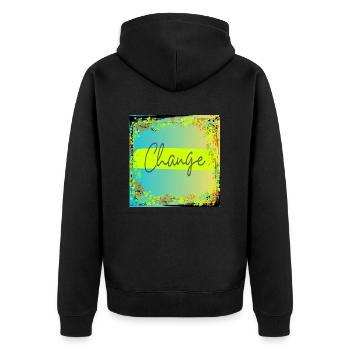 Change "Autumn" - Unisex Premium Bio Zip Hoodie - Schwarz - Hinten - Nico (187cm)