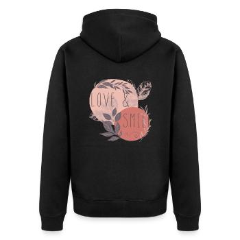 Love & Smile - Unisex Premium Bio Zip Hoodie - Schwarz - Hinten - Nico (187cm)