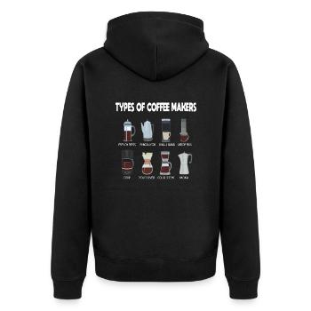 Types of Coffee Makers Coffee Lovers - Unisex Premium Organic Zip Hoodie - black - Back - Nico (187cm)