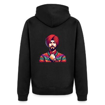 Indien homme tenue traditionelle Mumbai - Veste à capuche bio Premium Unisexe - noir - Dos - Nico (187cm)