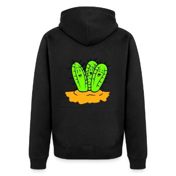 3 Cacti Friends Cactus Faces Prickly Desert - Unisex Premium Organic Zip Hoodie - black - Back - Nico (187cm)