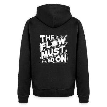 Flow auf dem Eis – Hockey Spirit - Unisex Premium Bio Zip Hoodie - Schwarz - Hinten - Nico (187cm)