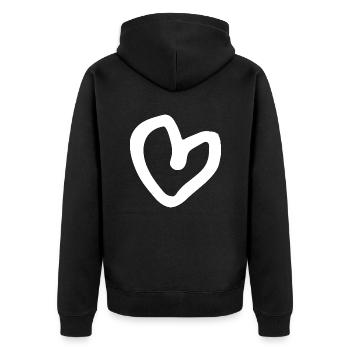 Herz - Unisex Premium Bio Zip Hoodie - Schwarz - Hinten - Nico (187cm)