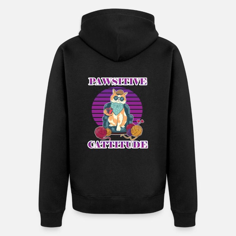 Pawsitive Cattitude - Veste à capuche bio Premium Unisexe - noir