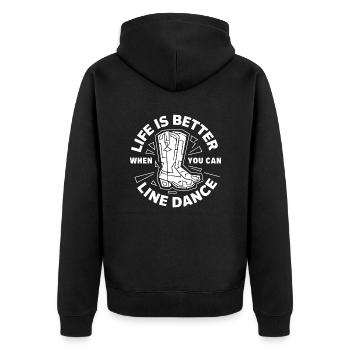 Tanzvergnügen im Western-Stil - Unisex Premium Bio Zip Hoodie - Schwarz - Hinten - Nico (187cm)
