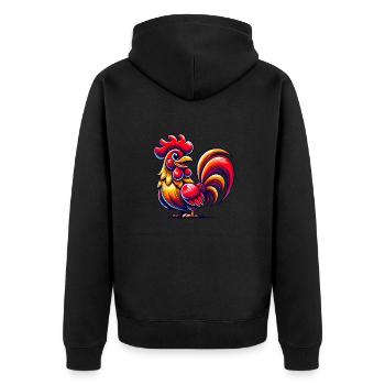 Coq Bande Dessinée - Veste à capuche bio Premium Unisexe - noir - Dos - Nico (187cm)
