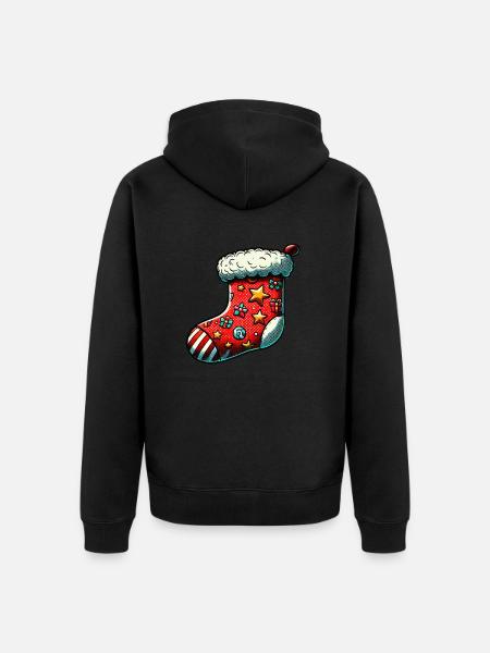 Sock Christmas Sock - Unisex Premium Organic Zip Hoodie - black