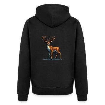 roe deer - Unisex Premium Organic Zip Hoodie - black - Back - Nico (187cm)