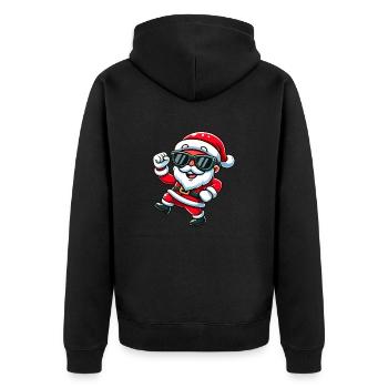 Weihnachtsmann - Unisex Premium Bio Zip Hoodie - Schwarz - Hinten - Nico (187cm)