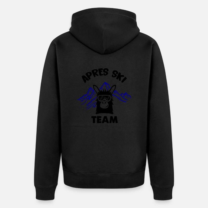apres ski team lama 01 - Unisex Premium Bio Zip Hoodie - Schwarz
