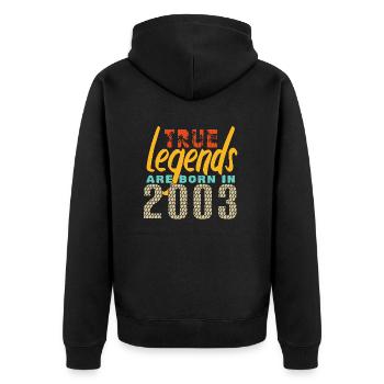 The True Legends were born in 2003. Year 2025. - Unisex Premium Organic Zip Hoodie - black - Back - Nico (187cm)