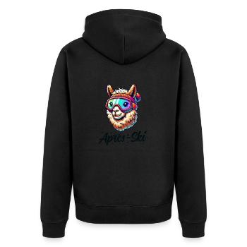 alpaka skibrille apres ski - Unisex Premium Bio Zip Hoodie - Schwarz - Hinten - Nico (187cm)