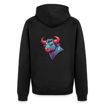 Taurus Cartoon - Unisex Premium Organic Zip Hoodie - black - Back - Nico (187cm)