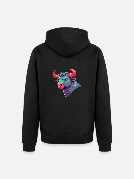 Taurus Cartoon - Unisex Premium Organic Zip Hoodie - black