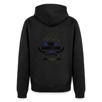 the mountains are calling 02 - Unisex Premium Bio Zip Hoodie - Schwarz - Hinten - Nico (187cm)