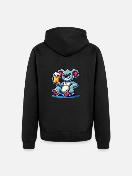 Koala Bear Beer Comic - Unisex Premium Organic Zip Hoodie - black