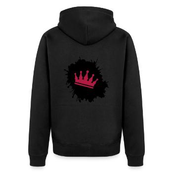 klecks krone - Unisex Premium Bio Zip Hoodie - Schwarz - Hinten - Nico (187cm)