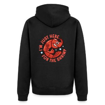 I'm Just Here For The Shrimp Shrimp Lover Seafood - Unisex Premium Bio Zip Hoodie - Schwarz - Hinten - Nico (187cm)