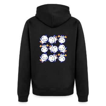 9 Ducks Many Friends Pattern Party Birds Dancing - Unisex Premium Organic Zip Hoodie - black - Back - Nico (187cm)