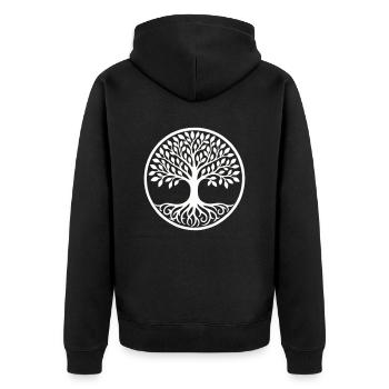 baum des lebens - Unisex Premium Bio Zip Hoodie - Schwarz - Hinten - Nico (187cm)