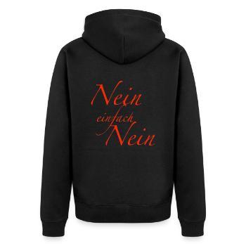 nein einfach nein - Unisex Premium Bio Zip Hoodie - Schwarz - Hinten - Nico (187cm)