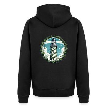 Phare de lierre vintage - Veste à capuche bio Premium Unisexe - noir - Dos - Nico (187cm)