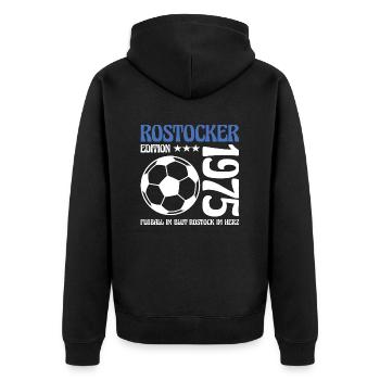 Rostocker Geburtstag 1975 Fußball Geschenk - Unisex Premium Bio Zip Hoodie - Schwarz - Hinten - Nico (187cm)